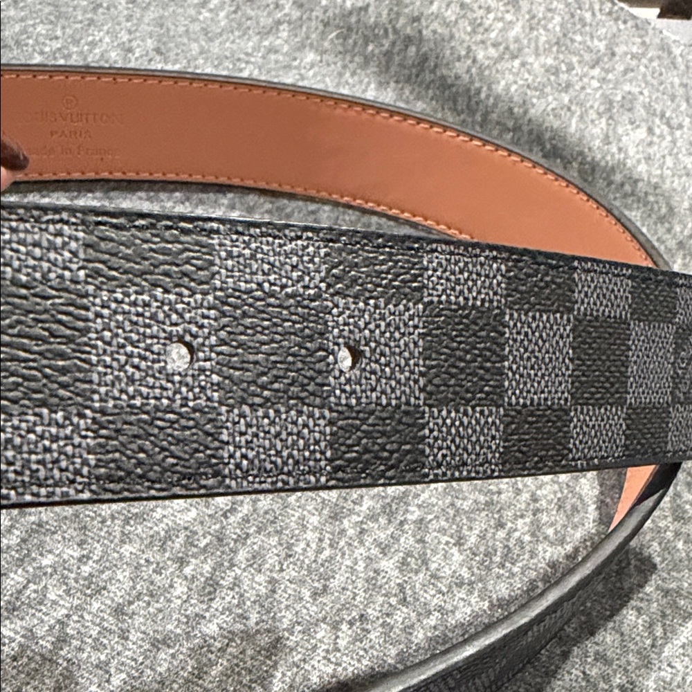 Black Checkered Men's Belt with buckle - Picture 4 of 10
